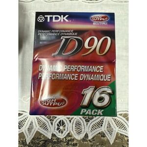 16 Pack TDK D90 IEC1 Type 1 High Output Cassette Tapes Sealed 90 Min